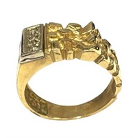 10k Gold 0.010ct Diamond Accent Signet Ring