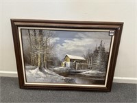 Albert Lee signed Snow Scene oil on canvas