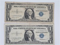(2) US $1 Silver Certificate Star Notes