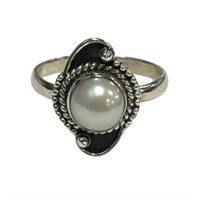 Natural 1.50ct Round Vintage Style Pearl Ring