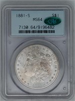 1881-S Graded MS64 PCGS & CAC Morgan Silver Dollar