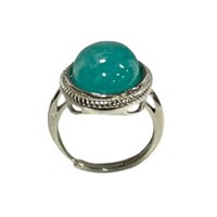 Natural Cabochon Amazonite .925 Silver Plated Ring