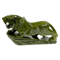 Natural Xiuyan Jade Tiger Carved Figurine