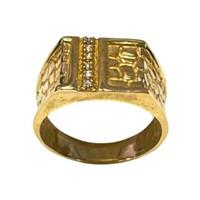 10k Yellow Gold 0.025ct Diamond Pave Signet Ring