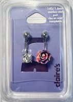 Claire's 2 Pc Topaz & Rose Naval Rings