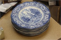 Set of 10 Liberty Blue Victorian Dinner Plates
