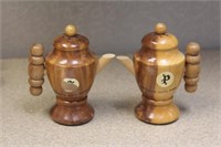 Wooden set of salt and pepper shakers