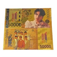 24k Plated $50k Bts Kpop Idol Novelty Note