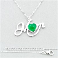 Natural Heart 2.49ct Green Chalcedony Mom Necklace