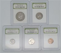 (5) Slabbed US Gem Proof Coins