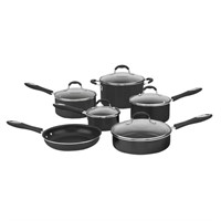 $90  Advantage 11-Piece Black Cookware Set w/ Lids