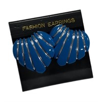 Fun 80's Style Blue Heart Earrings