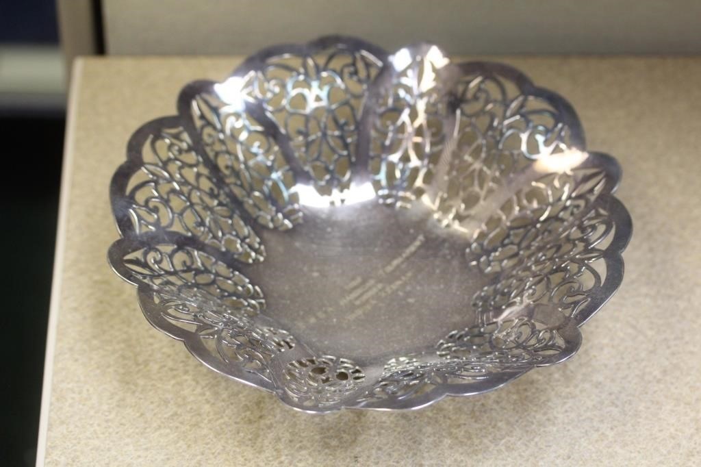 Reticulated Silverplate Thropy Bowl