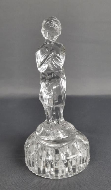 Draped Lady Figural Clear Glass Flower Frog