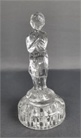 Draped Lady Figural Clear Glass Flower Frog