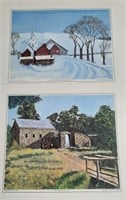 Two Eisenhower Art Prints White Church in the