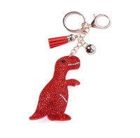 T Rex Red Crystal Rhinestone Dinosaur Key Chain
