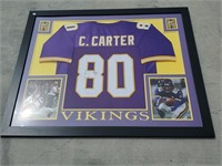 Framed Signed Cris Carter Jersey With COA