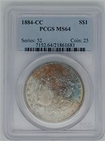 1884-CC PCGS MS64 Toned Morgan Silver Dollar