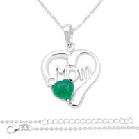 Natural Heart 2.00ct Green Onyx Mom Necklace