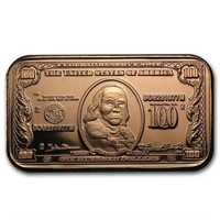Benjamin Franklin $100 Design 1 Oz Copper Bar