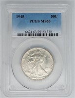 Graded 1945 PCGS MS63 Walking Silver Half Dollar
