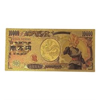 24k Plate Dragonball Z Goku $10,000 Yen Banknote