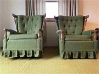 Two Green Broyhill Mid Century Polyester Chairs