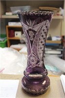 Cut Amethyst Glass Vase