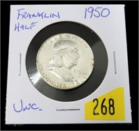 1950 Franklin half dollar, Unc.