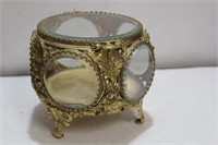 A Glass and Gold Gilted Ornate Box