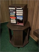 Rolling End Table w/ 8 Track Display