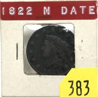 1822 U.S. Large cent, narrow date
