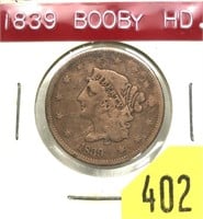 1839 U.S. Large cent, booby head