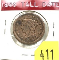 1846 U.S. Large cent, tall date