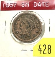 1857 U.S. Large cent, small date