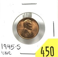 1945-S Lincoln cent, Unc.
