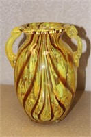 Art Glass Vase with Handles