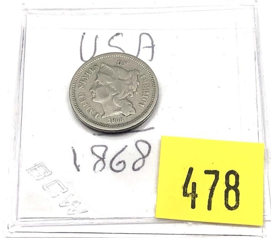 1868 3-cent silver