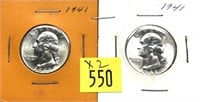 x2- 1941 Washington quarters, BU -x2 quarters-SOLD