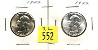 x2- 1942 Washington quarters, BU -x2 quarters-SOLD