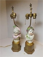 Pair of porcelain lamps