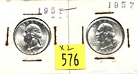 x2- 1957 Washington quarters, BU -x2 quarters-SOLD