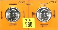 x2- 1959 Washington quarters, BU -x2 quarters-SOLD