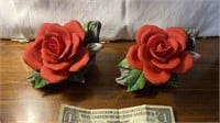 Pair of Porcelain Georgian Roses