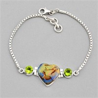 Natural 7.22ct Heart Opal & Peridot Bracelet