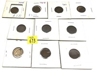 x10- Indian Head cents, mixed dates -x10 cents -