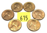 Lot, of 6 1940-S cents, Unc.