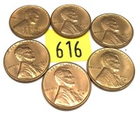 Lot, of 6 1942-S cents, Unc.