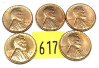Lot, of 5 1941-S cents, Unc.